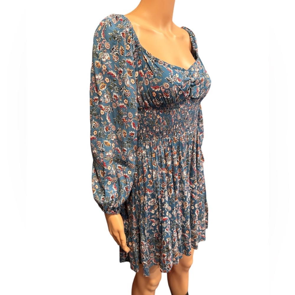 ANGIE Floral Boho Peasant Smocked Waist Mini Dress NWT Small - Picture 8 of 12